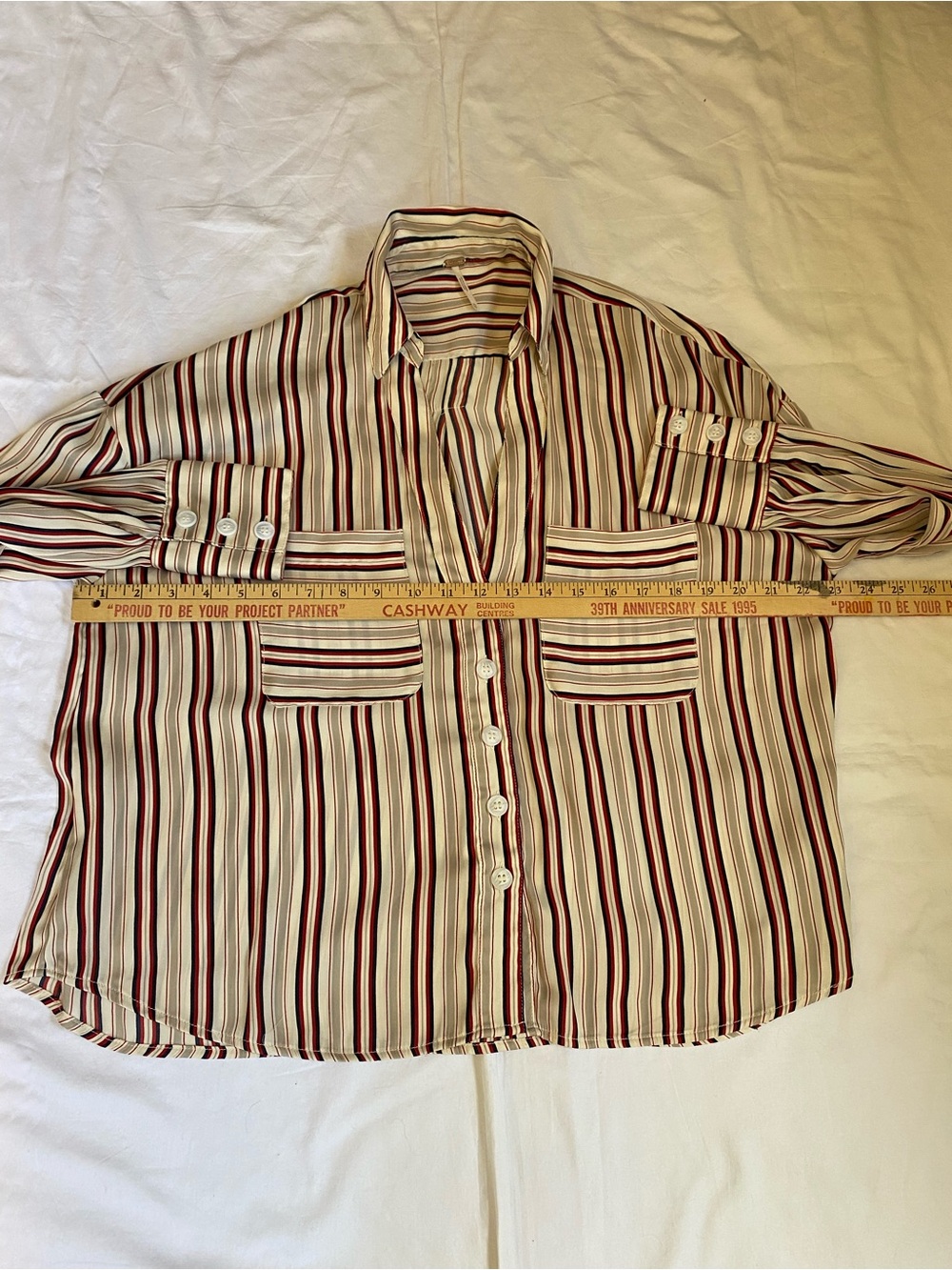 Free People Womens Mad About You V-Neck Button Down Silky Striped Blouse
Size XS - Picture 9 of 15